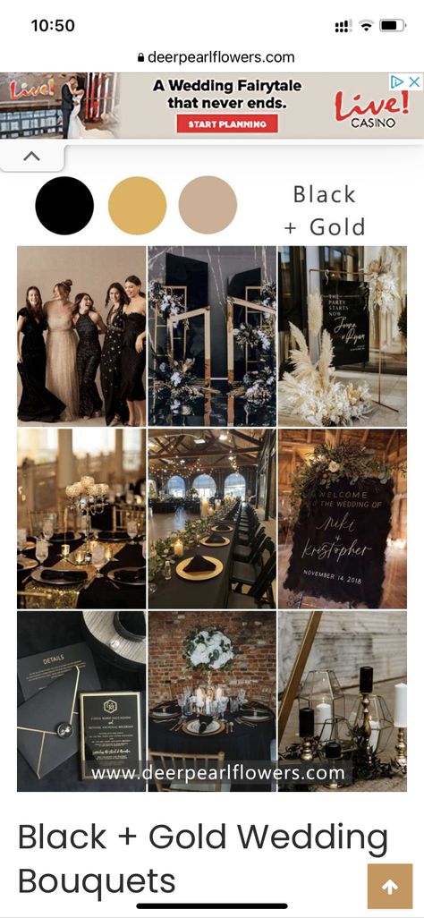 Black And Gold Wedding Reception, Black And Gold Wedding Theme, Gold Wedding Bouquets, Gold Wedding Reception, Black And Gold Wedding, Black Gold Wedding, Gold Wedding Theme, Wedding Vision, Gold Party