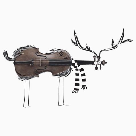 Christmas Violin, Violin Drawing, Advent Calenders, Christmas Animals, Christmas And New Year, Violin, Reindeer, Musical, Merry Christmas