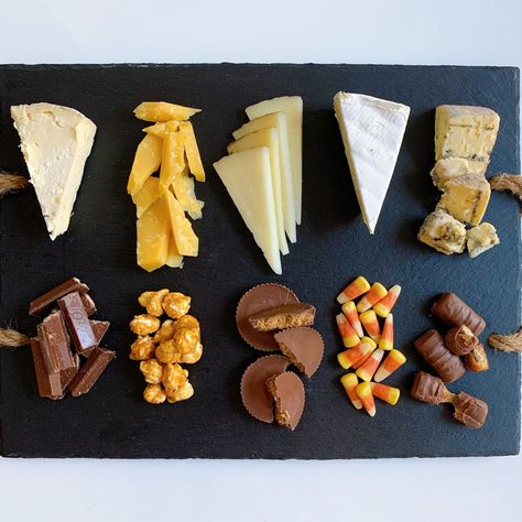 Candy Corn Charcuterie Board, Candy And Cheese Pairing, Chocolate And Cheese Pairing, Cheese And Candy Pairing, Halloween Charcuterie Cups, Cheese And Chocolate Pairings, Halloween Candy Pairings, Cheese And Apple Pairing, Wine And Halloween Candy Pairing