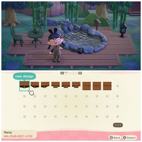 A raised platform in mahogany colour. Lovely for a boardwalk by hermitinput on twitter. Animal Crossing Boardwalk Code, Custom Designs Acnh, Acnh Custom Design Codes, Anch Ideas, Acnh Island Designs, Wood Deck Designs, Acnh Custom Codes, Mahogany Colour, Acnh Custom Design