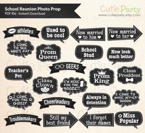 School Reunion Photo Booth Prop School Reunion by Cutieparty High School Reunion Planning, School Reunion Decorations, High School Reunion Ideas, School Reunion Ideas, Class Reunion Planning, 50th Class Reunion Ideas, 20 Year Reunion, Reunion Centerpieces, Bubble Photo