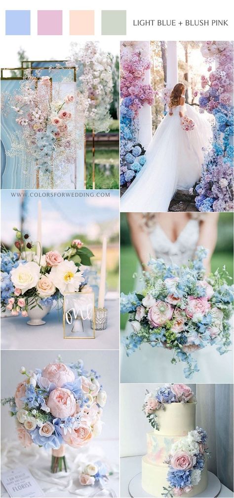 20 Light Blue and Blush Pink Wedding Colors for Spring Summer 2023 Blue And Hot Pink Wedding, Wedding Colors For Spring, Hot Pink Wedding Colors, Blue And Blush Pink Wedding, Wedding Musts, Wedding Theme Color Schemes, Wedding Color Schemes Spring, Blue And Blush Wedding, Baby Blue Weddings