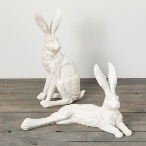 Modern Decorative Objects, White Bunnies, Large Rabbits, Easter Decorating, Seasonal Displays, Rabbit Figurine, Faux Stone, White Rabbit, The Scene