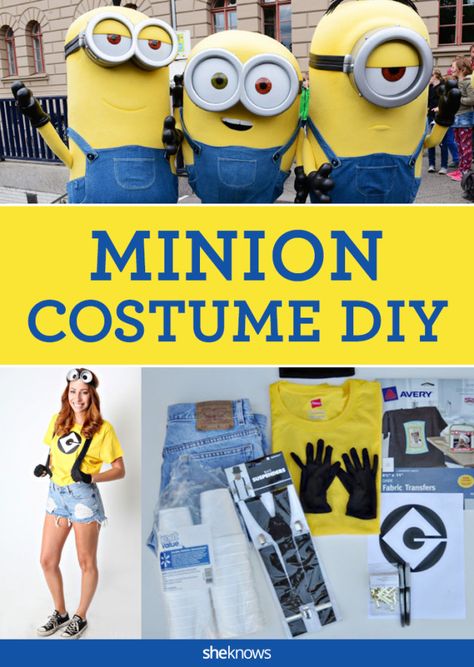 How to make a Despicable Me minion costume that’ll win Halloween – SheKnows Minion Diy Costume Last Minute, Dress Like A Minion, Diy Minions Costume, Minion Costumes For Adults, Easy Minion Costumes Diy, Homemade Minion Costume Kids, Minion Adult Costume, Easy Diy Minion Costume, Teacher Minion Costume