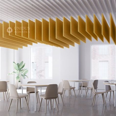 Acoustic Baffles Acustic Panels, Office 2023, Baffle Ceiling, Acoustic Baffles, Acoustical Ceiling, Work Cafe, Acoustic Ceiling Panels, Sound Panel, Acoustic Design