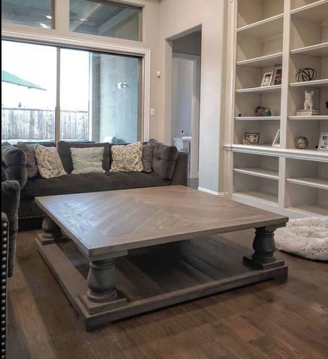 Balustrade Coffee Table, Culpepper House, Furniture Transformation, Barn Door Console, Spanish Furniture, Restoration Hardware Inspired, Custom Wood Furniture, Chevron Top, Trestle Dining Tables