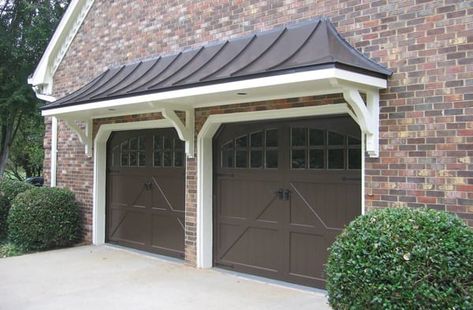 Porticos Gallery - GFP Garage Arbor, Front Door Overhang, Metal Garage Doors, Door Overhang, Double Garage Door, Front Door Canopy, House Awnings, Garage Pergola, Garage Door Types