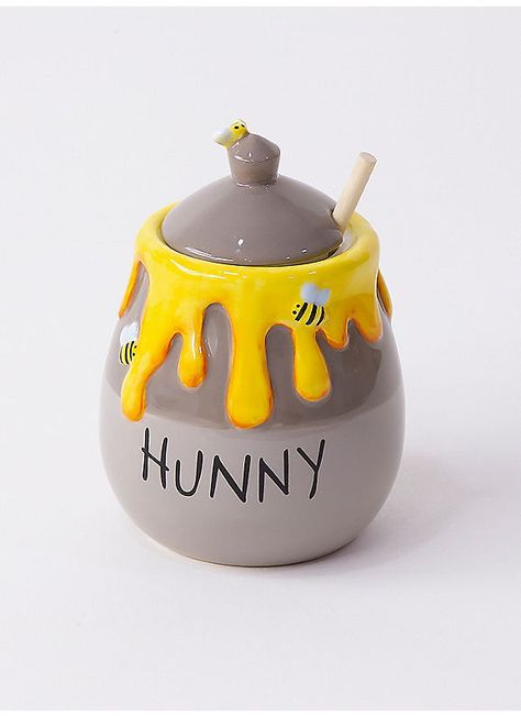 Winnie The Pooh Honey Jar, Winnie The Pooh Hunny, Winnie The Pooh Honey, Honey Sticks, Disney Kitchen, Keramik Design, Ceramic Boxes, Painted Jars, Honey Jar