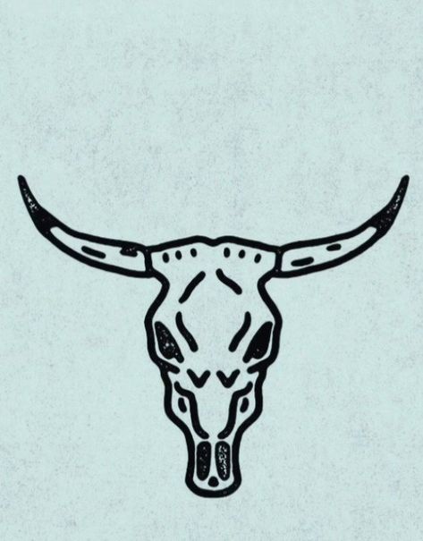 Cow Skull Tattoo American Traditional, Traditional Tattoo Art Cowboy, Traditional Long Horn Skull Tattoo, Cowboy Skeleton Tattoo Simple, Black Cowboy Tattoo, Traditional Longhorn Tattoo, Western Linework Tattoo, Men Upper Back Tattoo, Simple Western Tattoos Men