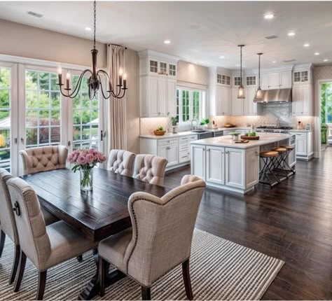 Kitchen Dining Room Combo, Dream Kitchens Design, Sophisticated Look, Luxury Kitchen Design, Kitchen Inspiration Design, Stylish Kitchen, House Flooring, Home N Decor, Kitchen Style