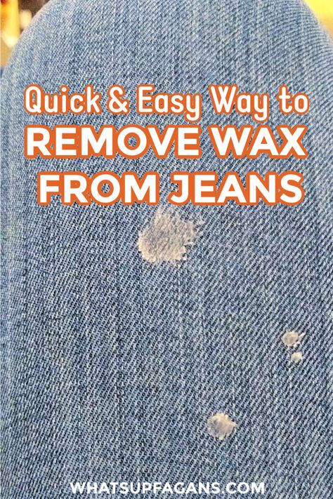 So thankful for this laundry stain removal tutorial! How to remove candle wax form jean pants!! Get rid of the wax and save your pants! How To Remove Wax From Clothes, How To Get Wax Out Of Clothes, Remove Wax From Clothes, Candle Wax Removal, Goo Gone, Remove Wax, Laundry Tips, Laundry Stains, Diy Cleaning Solution