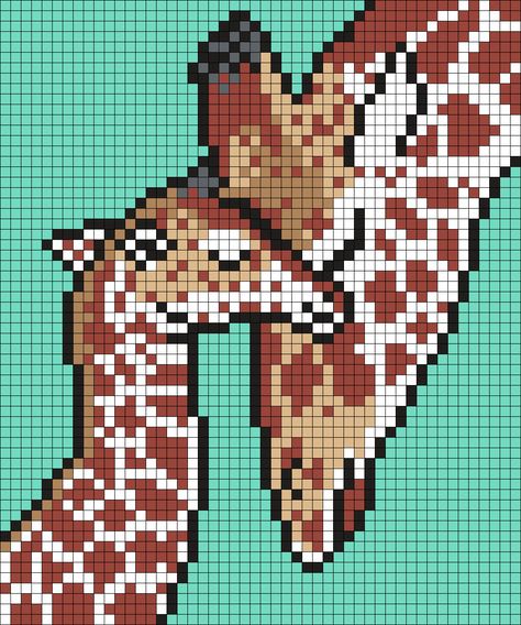 Mom and Baby Giraffe  (50 X 60) Perler Bead Pattern by Melissa Pious Giraffe Cross Stitch Pattern Free, Pixel Art Cute Animals, Giraffe Cross Stitch, Pixel Art Animals, Crochet C2c Pattern, Animals Giraffe, Square Grid, Graph Crochet, Fuse Bead Patterns