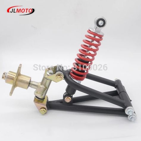 1Set 285mm Suspension Swingarm A Arm Steering Strut Knuckle Spindle with Wheel Hub Fit For DIY 50cc Buggy electric ATV UTV Parts _ - AliExpress Mobile Go Kart Steering, Car Suspension, Kart Cross, Go Kart Frame, Homemade Go Kart, Go Kart Plans, Go Kart Buggy, Trike Bicycle, Go Kart Parts