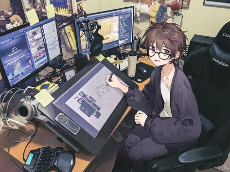 Anime Room Drawing, Artist Workspace, Anime Artist, Art Studio Room, Splash Art, Art Desk, Drawing Board, 판타지 아트, 영감을 주는 캐릭터