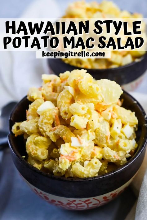 Hawaiian Mac Salad With Potatoes, Mac Potato Salad, Mac And Potato Salad, Macaroni And Potato Salad, Hawaii Mac Salad, Hawaiian Macaroni Salad With Potatoes, Hawaiian Macaroni Potato Salad, Cold Mac And Cheese Salad, Sandwiches Sides Dishes