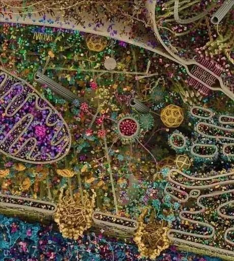 This isn’t a painting. It is the most detailed image of a human cell to date, obtained by radiography, nuclear magnetic resonance and cryoelectron microscopy David Goodsell, Cell Biology Art, Science Academia, Human Cell, Nuclear Magnetic Resonance, Signal Transduction, Studio Olafur Eliasson, Eukaryotic Cell, Microscopic Photography