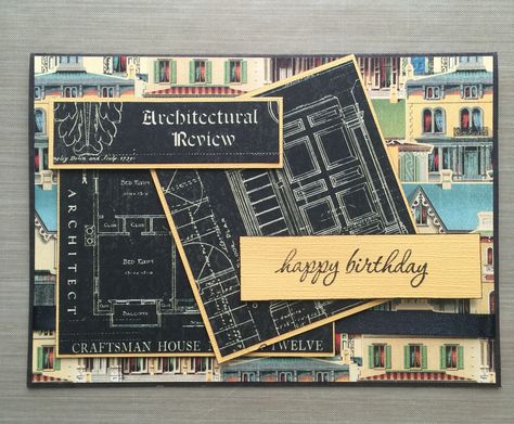 Architect Birthday, Happy Birthday Architect, Architecture Birthday Cards, Cake Designs Birthday Architecture, Starwars 50th Birthday Cards, Birthday Card Decoration, Tim Holtz Birthday Blueprint Cards, Diy Birthday Gifts, Craftsman House