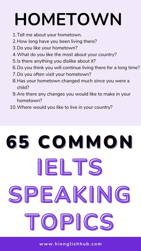 Are you preparing for the IELTS speaking exam? Here is the perfect place to start! In this article, you will find tips and advice on common IELTS speaking questions and a list of 65 topics to help you prepare for the test. With our helpful IELTS speaking topics and guidance, you can confidently tackle any question that comes your way! Ielts Vocabulary Speaking, English Topics For Speaking, Vocabulary For Ielts Speaking, Ielts Speaking Tips Academic, Ielts Speaking Tips, Writing Ielts, Ielts Speaking Questions, Ielts Speaking Topics, Speaking Questions