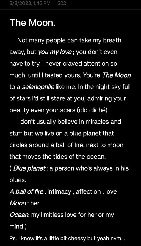 Moon Paragraph, Writing Therapy Quotes, Deep Love Poetry For Him, Moon Drawings Aesthetic, Selenophile Aesthetic, Moon Selenophile, Moon Thoughts, Love Notes Aesthetic, Moon Poems