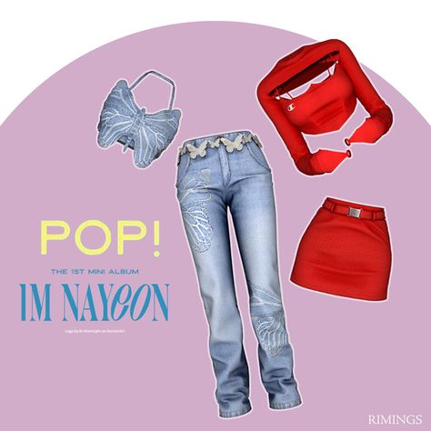 [RIMINGS] NAYEON - POP! Outfit Set | RIMINGS on Patreon Nayeon Pop, Sims Packs, Free Sims 4, Tumblr Sims 4, Sims 4 Teen, Normal Map, Sims 4 Dresses, Sims Four, Sims4 Clothes