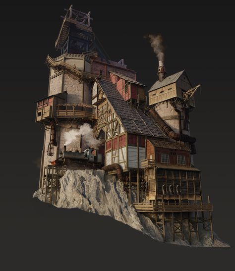 ArtStation - Cliff Mine - single architectural design Cliff House, Building Concept, Minecraft Building, Minecraft Designs, Big Houses, Special Thanks, Concept Architecture, Architectural Design, Amazing Architecture