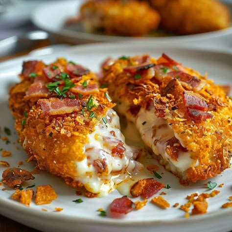 Food To Make Recipes, Doritos Stuffed Chicken, Delicious Recipes For Dinner Main Dishes, Cream Cheese And Bacon Stuffed Chicken, Cream Cheese And Bacon Stuffed Doritos Chicken Recipe, Chicken And Bacon Recipes, Stuffed Doritos, Food To Make For Dinner, Chicken Dorito