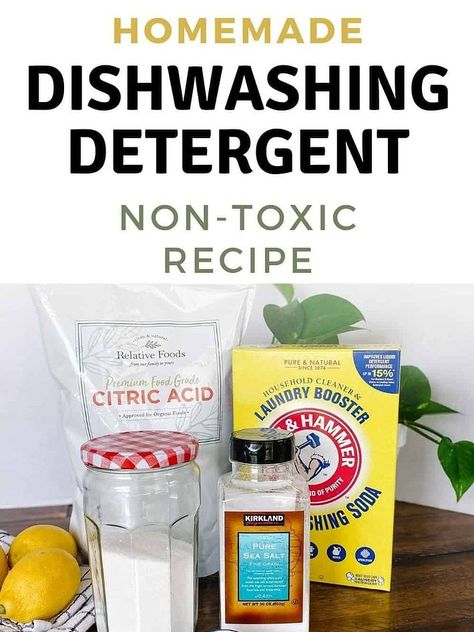 Homemade Dishwasher Detergent Recipe (Without Baking Soda) | The Healthy Consultant Diy Dishwasher Soap, Natural Dishwasher Detergent, Diy Dishwasher Detergent, Homemade Dishwasher Detergent, Diy Detergent, Detergent Recipe, Dishwasher Cleaner, Wellness Mama, Washing Soda