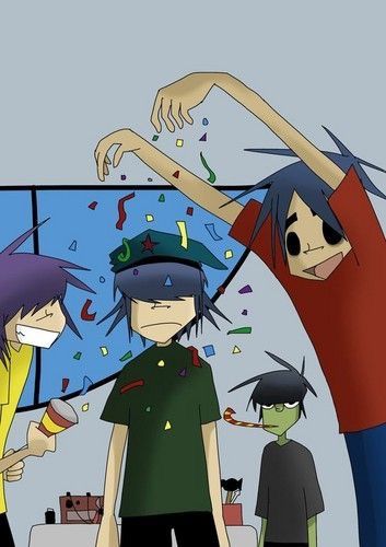 Gorillaz Icons, Lol Birthday Party, 2d Gorillaz, Russel Hobbs, Gorillaz Fan Art, Lol Birthday, Silly Monkey, Demon Days, Plastic Beach