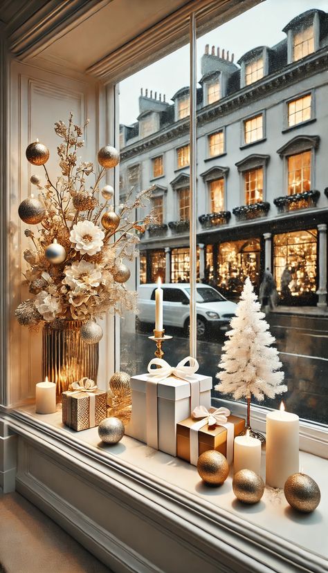 21 Christmas Window Decoration Ideas That Will Make Your Neighbors Jealous! 🎄✨ Christmas Window Display Retail, Small White Christmas Tree, Christmas Inn, Window Decoration Ideas, Christmas Shop Displays, Christmas Tree Outside, Winter Window Display, Christmas Shop Window, Christmas Window Decoration