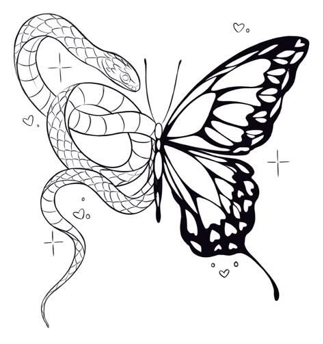 Butterfly With Snake Tattoo, Butterfly Drawing Outline Tattoo Ideas, Butterfly Bones Tattoo, Butterfly Hand Tattoo Stencil, Different Butterfly Tattoo Designs, Flaming Butterfly Tattoo, Butterfly Design Drawing, Felix Tattoo, Butterfly Tattoo Designs For Women