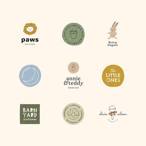 Premium Vector | Vector cute line art hand drawn logos for baby and newborn brands Baby Branding, Baby Brand Identity, Baby Logo Branding, Jewelry Brand Logo, Coffee Shop Logo Design, Baby Logo Design, Luxury Brand Logo, Corporate Logo Design, Gift Logo