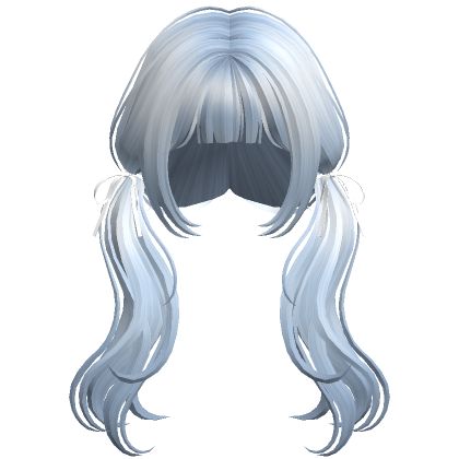 Curly Low Pigtails(Sky Blue) Low Pigtails Curly Hair, Pigtail Hair Drawing, Curly Low Pigtails, Pigtail Hairstyles Drawing, Low Pigtails Drawing, Pigtails Drawing Reference, Low Pigtail Hairstyles, Pigtails Anime, Pigtails Drawing