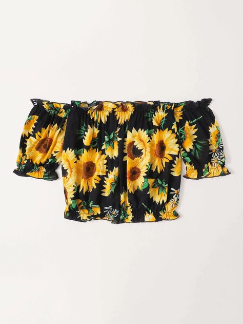 Professional Punk, Sunflower Things, Sunflower Stuff, Sunflower Crop Top, Sunflower Outfit, Grunge Looks, Avant Garden, Project Theme, Womens Printed Tops