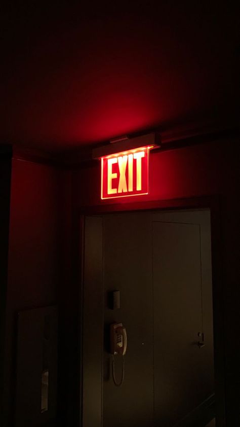 Exit Wallpapers, Exit Door Aesthetic, Exit Sign Aesthetic, Exit Room, Iphone Red Wallpaper, Emergency Exit Signs, French Exit, Sign Photography, Wall Street Art