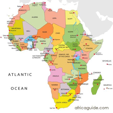 Map of Africa, Africa Map - clickable African Countries Map, Africa Map Art, Rabat Morocco, Map Of Africa, African Union, Asia Map, African Map, North America Map, Central African Republic