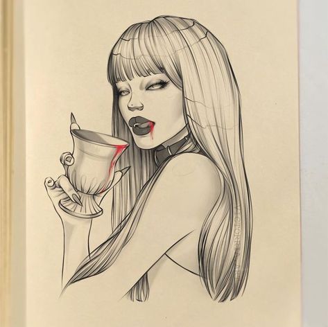 Vampire Sketch Pencil, Vampire Woman Drawing, Victoria Sketch, Vamp Drawing, Vampire Drawing Sketches, Vampire Girl Drawing, Draw Vampire, Vampire Sketch, A3 Sketchbook