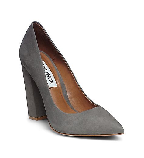 PRIMPY: STEVE MADDEN Thick Heels Pumps, Thick Heel Shoes, Grey Pumps, Dr Shoes, Chunky Heel Shoes, Chunky Heel Pumps, Prom Shoes, Grey Suede, Leather Block Heels