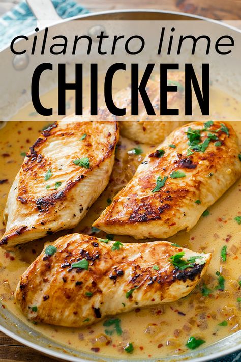 Lime Chicken Breast, Bird Recipes, Cilantro Recipes, Carb Dishes, Lime Chicken Recipes, Cilantro Chicken, Cilantro Lime Sauce, Pan Recipe, Cilantro Lime Chicken