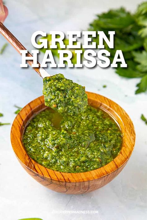 Green Harissa, Harissa Recipe, Recipe Sauce, Harissa Recipes, Paste Recipe, Green Sauce, Spicy Food, Homemade Spices, Chili Paste