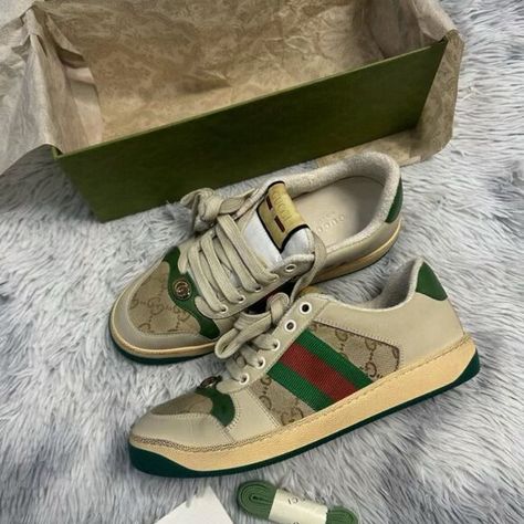 GUCCI Screener GG Enamel Distressed Fashion Sneakers for Women Gucci Screener, Distressed Fashion, Sneakers For Women, Fashion Sneakers, Sneakers Fashion, Original Box, Fashion Shoes, Women's Fashion, Gucci