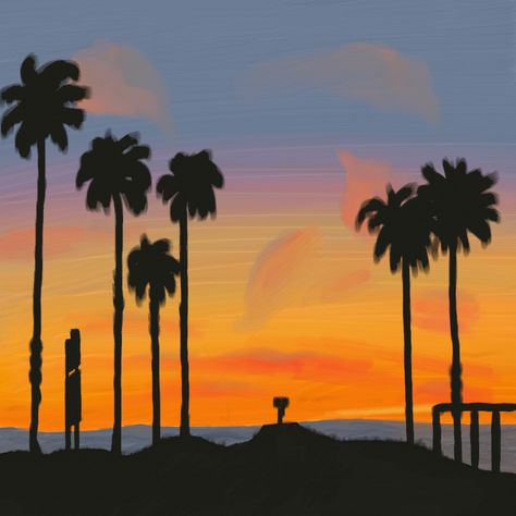 #losangeles #art #paint #usa #picture #california #sunset California Painting Ideas, California Painting, Los Angeles Art, California Sunset, Paint And Sip, Drawings Simple, Aesthetic Painting, Small Paintings, Diy Art Painting