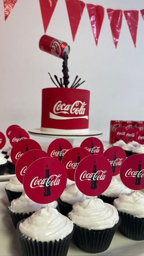 Coca Cola Theme Party, Coca Cola Birthday Party, Coke Party, Coca Cola Party, Coke Cake, Retirement Party Favors, Coca Cola Cake, Cola Cake, Coca Cola Zero