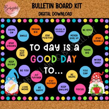 Start every day on a positive note with our 'Today is a Good Day to Have a Good Day' Bulletin Board Kit! Designed to inspire students and enhance classroom environments, this motivational kit is the perfect addition for the back-to-school season or any time you want to uplift your educational space. This printable kit includes bold, eye-catching designs that are easy to read and visually stimulating, making it an ideal choice for both elementary and high school classrooms. By fostering a positive mindset and encouraging daily inspiration, this bulletin board helps cultivate an atmosphere where students feel motivated and appreciated. It's a wonderful resource for teachers looking to promote a positive learning environment and enhance student engagement. Equip your classroom with this inspi Motivational Bulletin Boards, Counseling Bulletin Boards, High School Classrooms, Inspirational Bulletin Boards, Office Bulletin Boards, College Bulletin Boards, Work Bulletin Boards, Bullentin Boards, Teacher Bulletin Boards