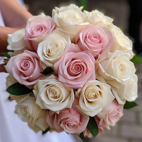 Bridal Bouquets & Arrangements Delivery | GlobalRose Light Pink Rose Bouquet, Bridal Rose Bouquet, Pink And White Rose Bouquet, Maid Of Honor Bouquet, Pink Wedding Bouquet, White Rose Wedding Bouquet, Pink And White Roses, Pink And White Weddings, White Rose Bouquet