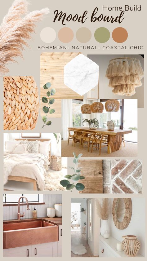 Home build mood board Apartemen Studio, Mood Board Interior, Interior Design Per La Casa, Interior House Colors, Interior Design Boards, House Color Schemes, Interior Design Mood Board, Boho Bedroom Decor, Design Del Prodotto