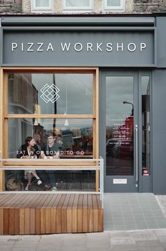 Pizza Workshop identity, by Moon in Bristol                                                                                                                                                                                 More Pizzeria Design, Restaurant Exterior Design, Cafe Exterior, Retail Facade, Restaurant Exterior, Shop Facade, Pizza Shop, Storefront Design, Interior Vintage