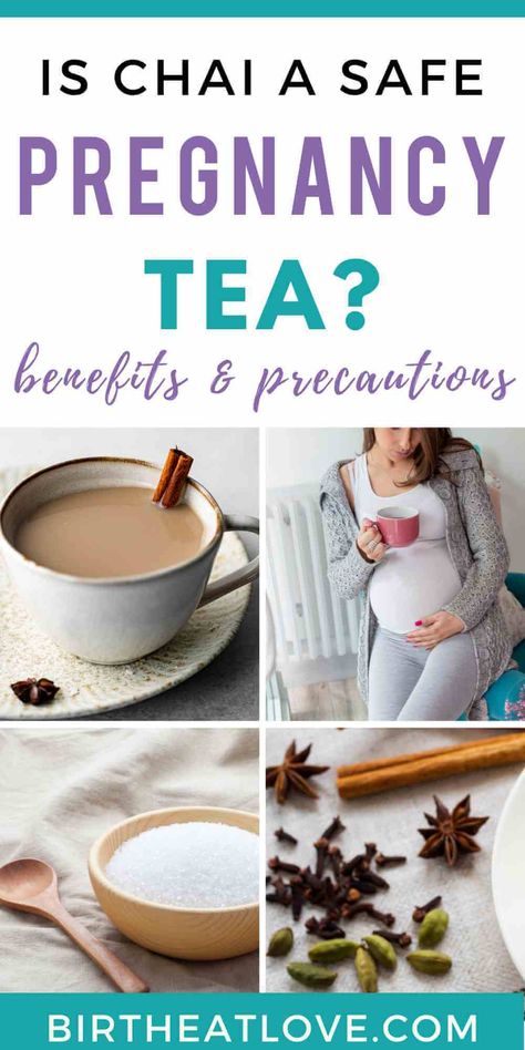 Wondering if you favorite chai tea is still ok to drink while pregnant? There are lots of safe pregnancy teas. Learn all about drinking chai while pregnant and how to do it safely for you and baby! Best Tea For Pregnant Women, Tea While Pregnant, Pregnancy Safe Tea, Chai Tea Benefits, Turmeric Tea Benefits, Pregnant Drinks, Herbal Tea Remedies, Chai Tea Latte Recipe, Ayurvedic Tea