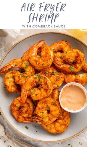 These delicious shrimp are coated with spices and cooked to tender perfection in the air fryer. Served with an easy comeback sauce, these shrimp are jam packed full of flavor but so quick to make. You'll never want shrimp any other way! #airfryer #shrimp #spicy #easy Airfryer Shrimp, Air Fryer Shrimp, 40 Aprons, Comeback Sauce, Grilled Shrimp Recipes, Air Fryer Oven Recipes, Air Fryer Dinner Recipes, Air Fryer Recipes Easy, Air Fryer Recipes Healthy