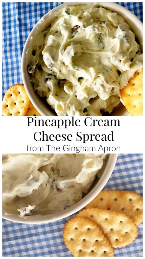 Pineapple Cream Cheese Spread- salty and sweet, simple and delicious! An easy, fun appetizer. Cream Cheese Pineapple Spread, Fruit Spreads Recipes, Homemade Cream Cheese Flavors, Pineapple Cream Cheese Spread Recipe, Flavored Cream Cheese Recipes, Pineapple Cream Cheese Spread, Cream Cheese Boards, Flavor Cream Cheese, Cream Cheese Spread Recipes