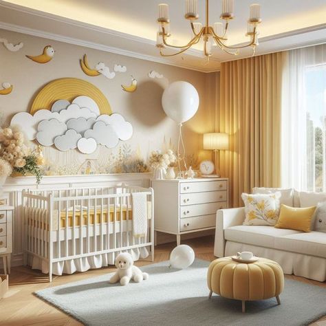 Nursery Ideas Nature, Yellow Baby Room, Twin Baby Rooms, Luxury Baby Nursery, Baby Room Design Boy, Luxury Baby Room, Diy Baby Room Decor, Carpeted Floor, Newborn Room